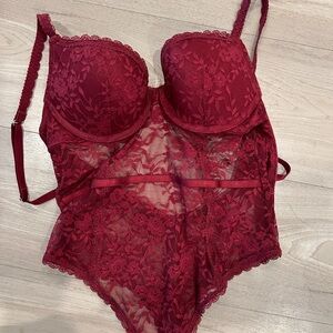 Forever 21 Burgundy Lace Bodysuit